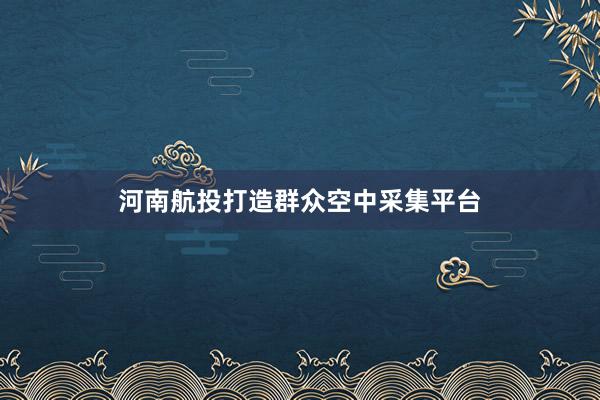 河南航投打造群众空中采集平台